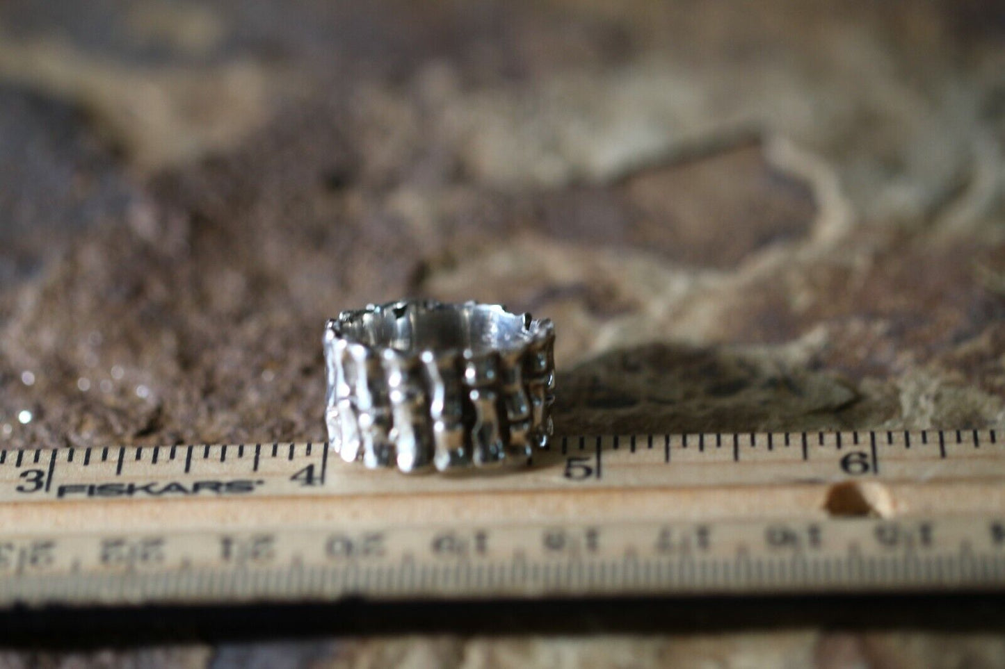 *VINTAGE*  Native American Sterling Silver Ring Band 925 7.5mm Wide Size 7