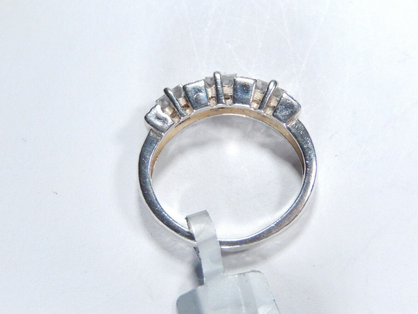 STERLING SILVER 1.25 CT PRINCESS CUT CZ ARTISIAN BEAD BAND 3 STONE RING Sz 6.5