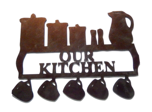 ~NEW~ 14ga. "OUR KITCHEN" Copper Brown Powder Coated Metal Wall Art  13.5" x 10"