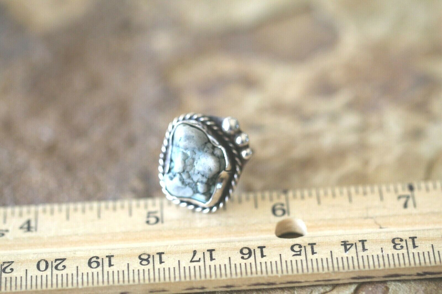 *VINTAGE*  Native American Navajo Sterling Silver Turquoise Ring Size 6.25