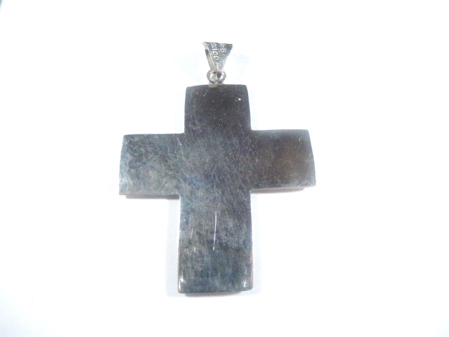 *VINTAGE*  LARGE Mexico Handmade Sterling Silver & Brass Heart  Cross Pendant