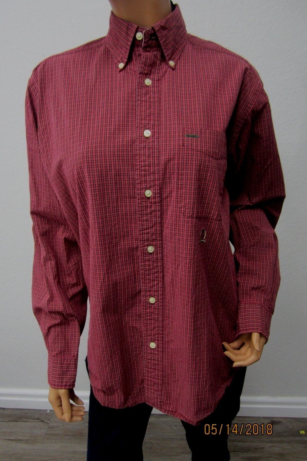 NICE Tommy Hilfiger Mens Red Plaid Long Sleeve Button Up Shirt S