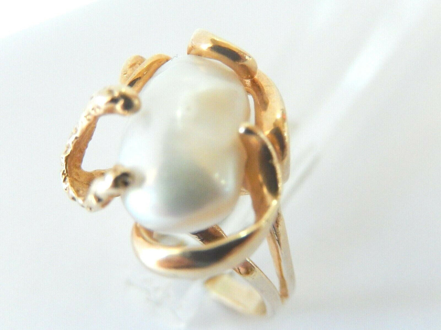 *VINTAGE* Ladies 14k yellow gold South Sea Baroque Freshwater Pearl  Ring Sz 8.5