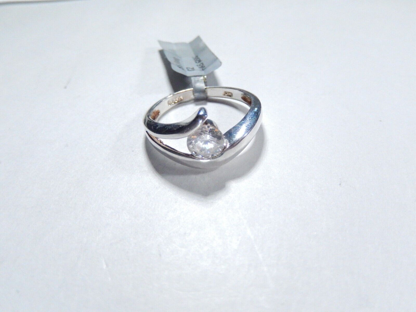 *VINTAGE*  Sterling Silver .75CT CZ Solitaire Band Bypass Crossover Ring Size 8
