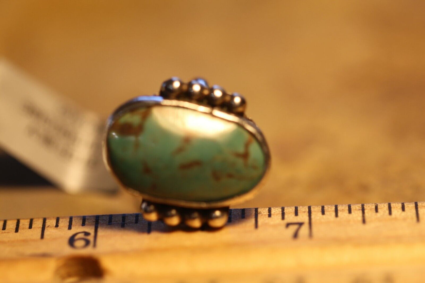 *VINTAGE*   Native American Sterling Silver Green Turquoise Ring Sz 5