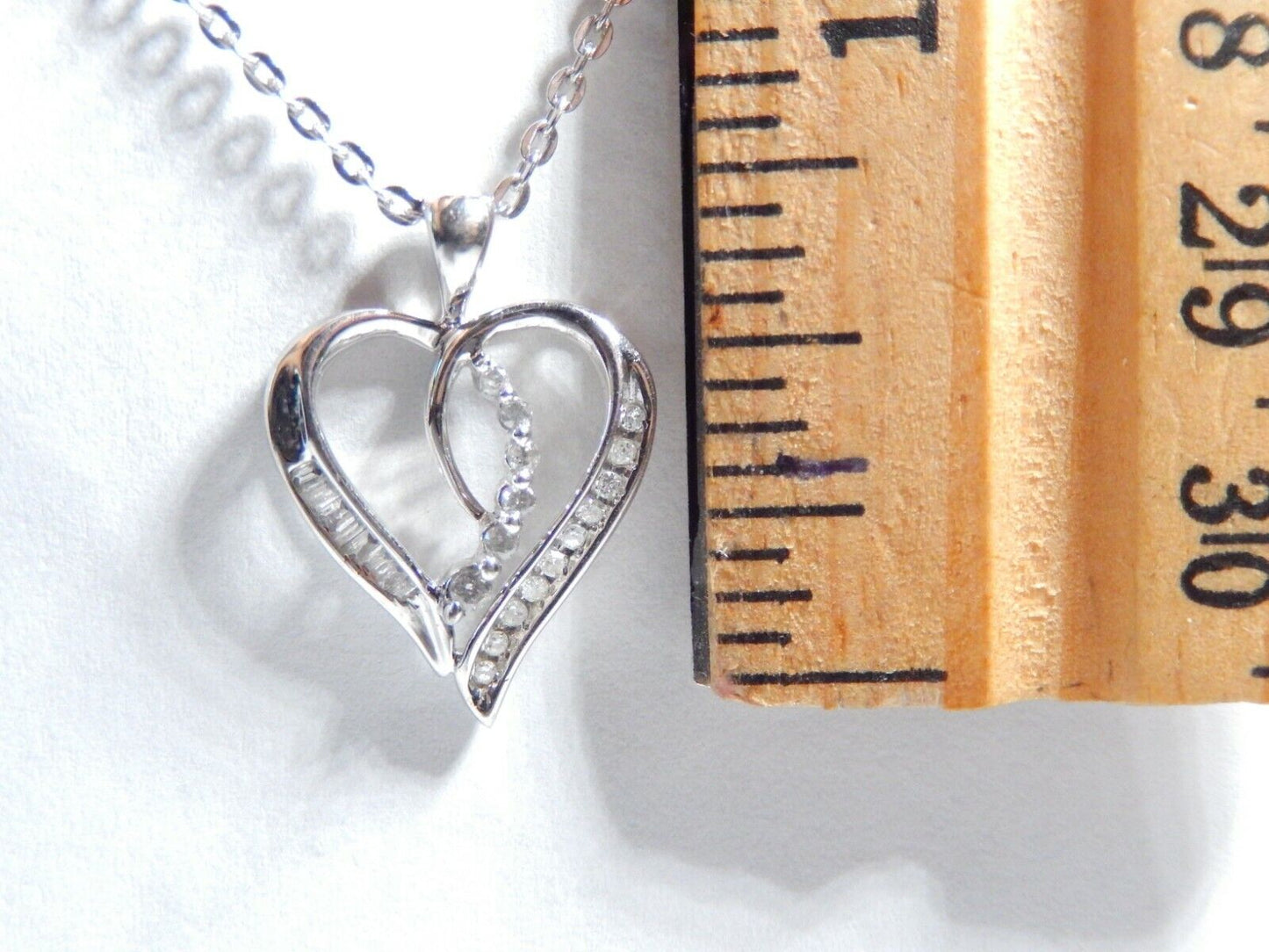 *NEW*  10K White Gold Diamond Heart Shaped Pendant w/ 18" Chain
