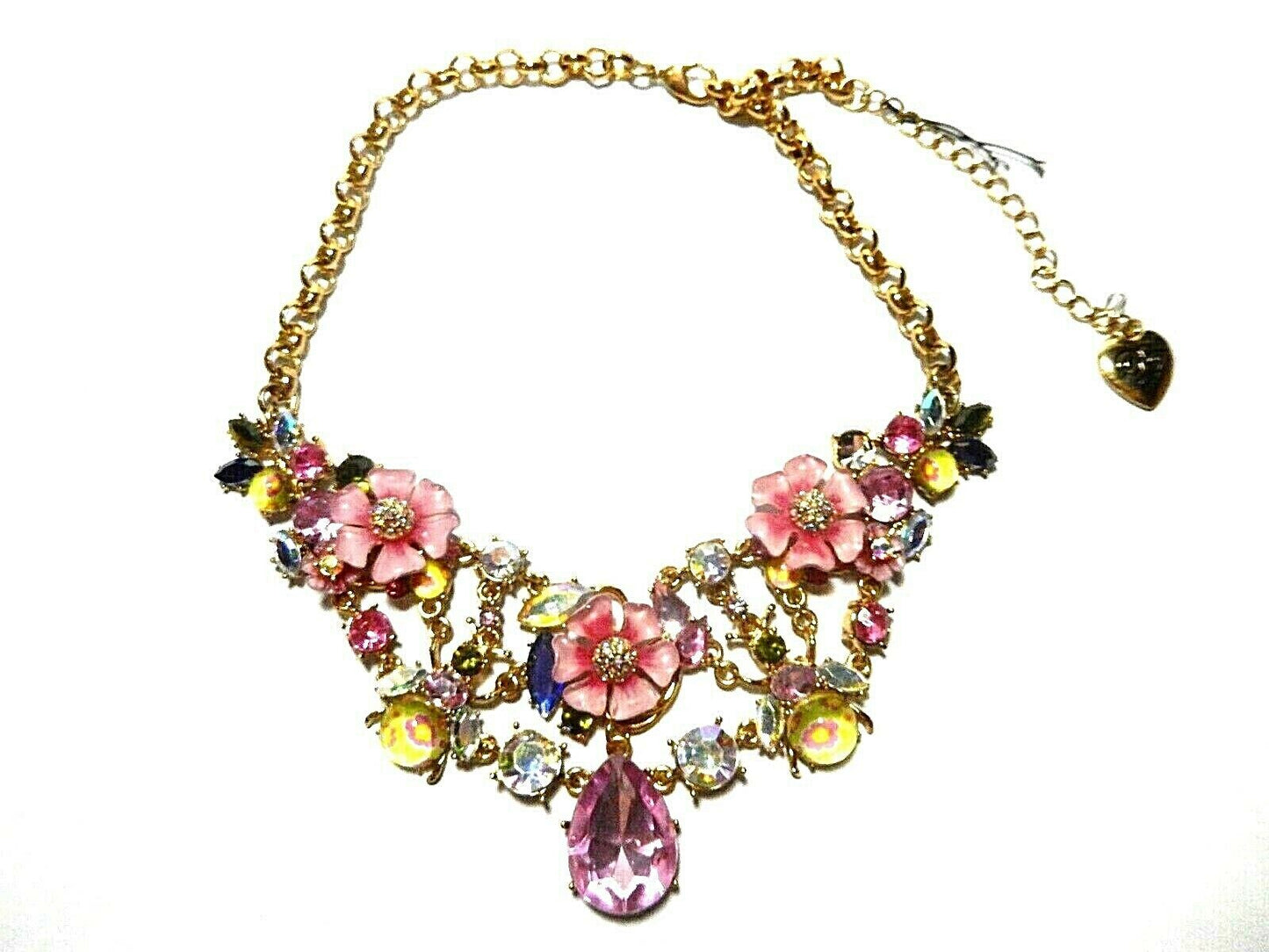 *NEW*  BETSEY JOHNSON  FLOWERS AND BLING STATEMENT NECKLACE