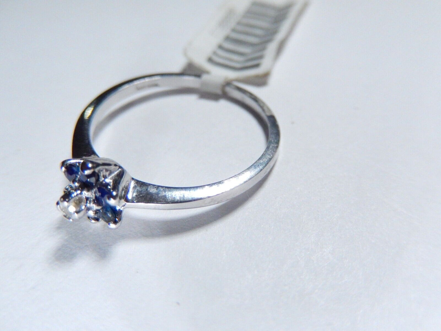 *NWT*  10K White Gold Natural Blue Sapphire And Diamond Ring SZ 6.25