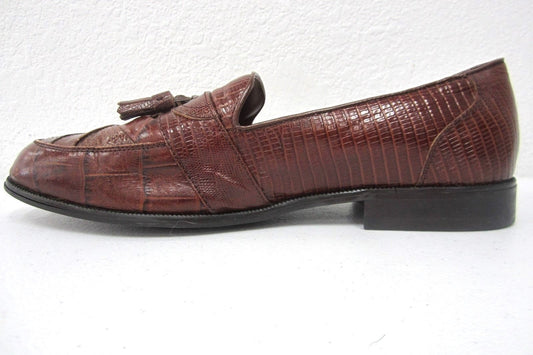 Stacy Adams Cognac 23121-03 Genuine Snake Skin Tassle Loafers Men's US 10.5 M