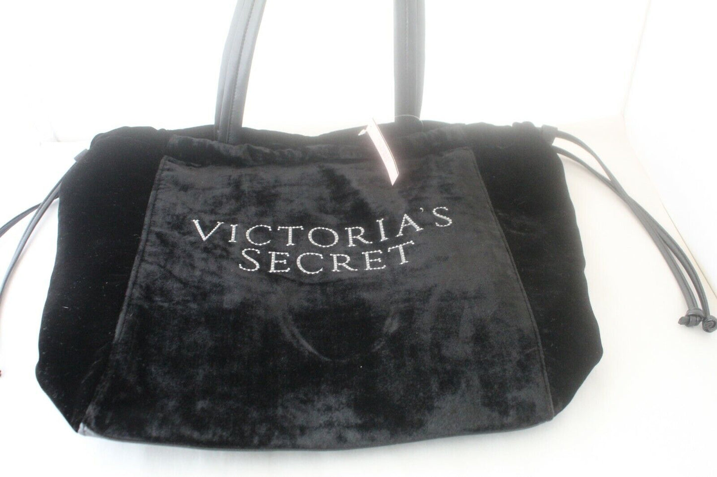 *NWT- $58. Victorias Secret Shoulder Purse Tote/ Travel Black Crushed Velvet Bag