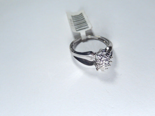 *NWT*  10k White Gold Ladies Engagement Wedding Diamond Ring Size 7.25