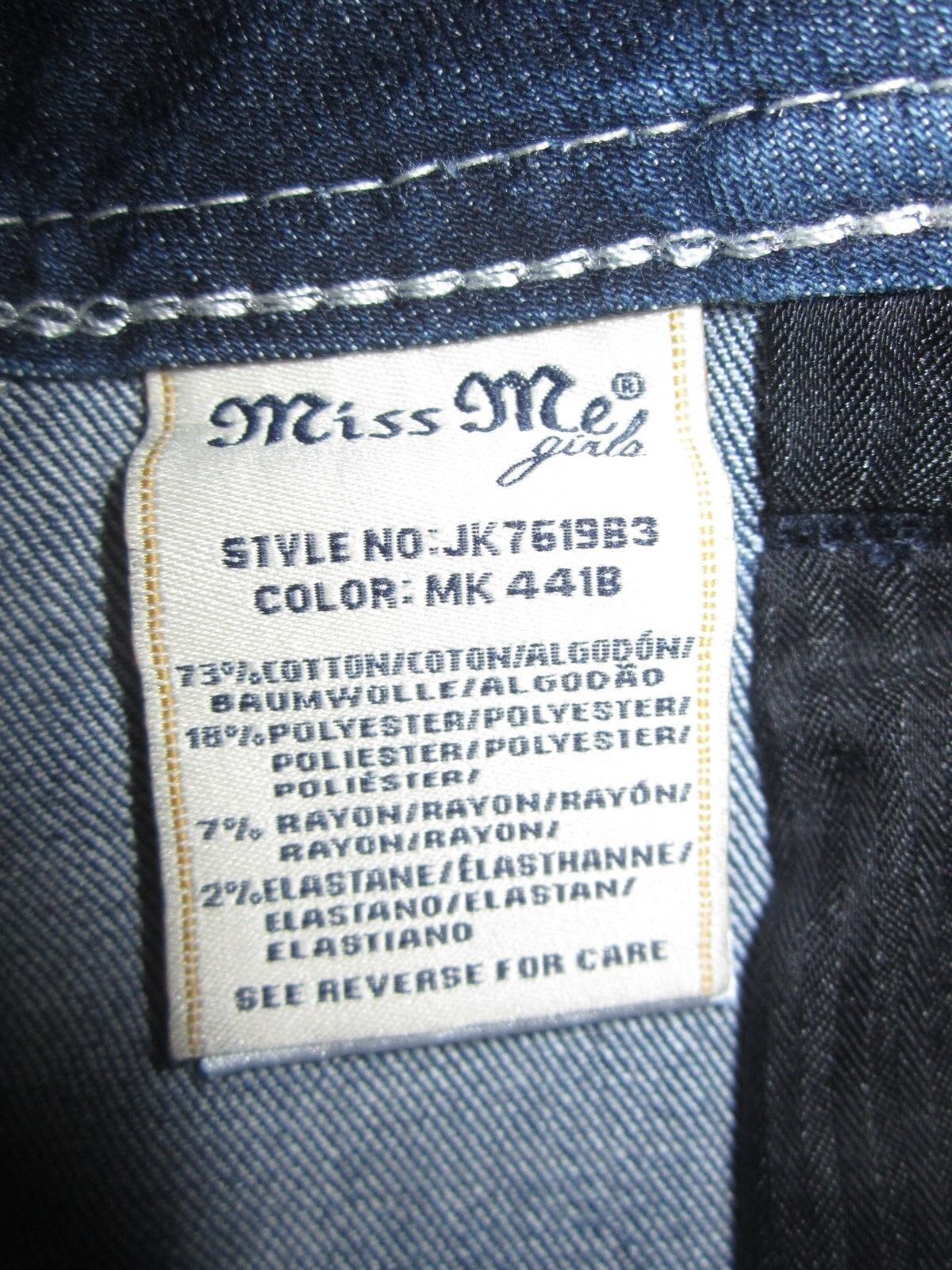 NWOT Miss Me Juniors  Girls Jeans JK761GB3 Boot Med Blue Nice Bling 14 x 30