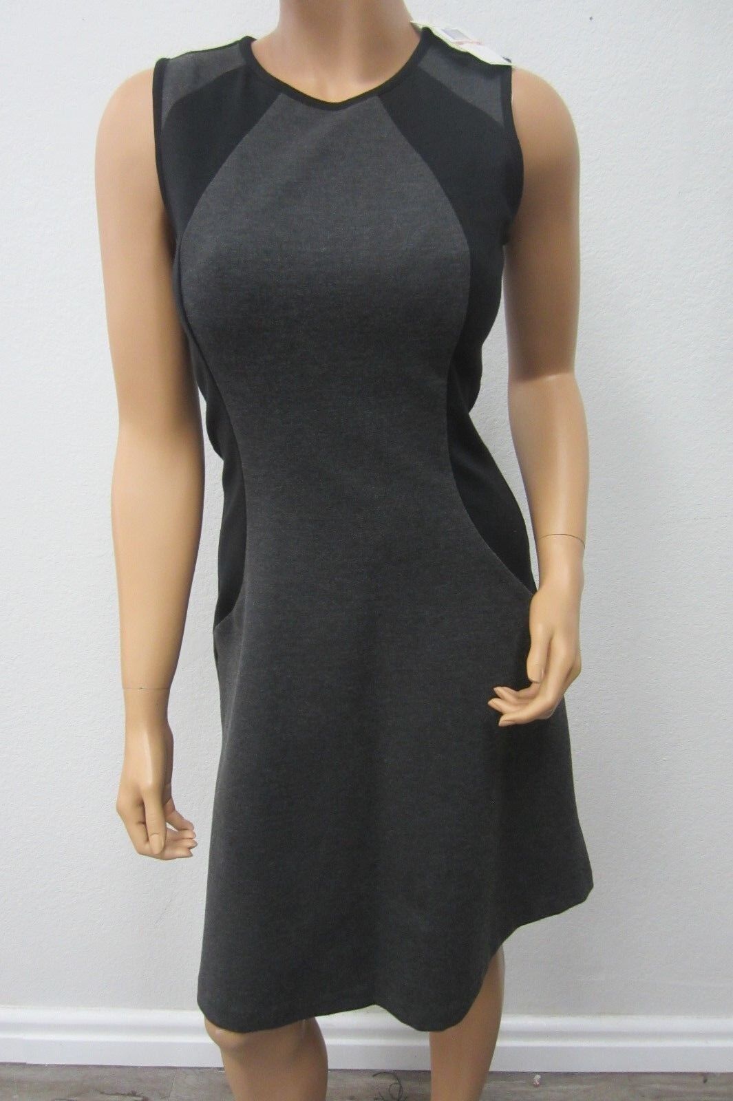 NWT Michael Kors Dress Black/Charcoal Sleeveless Dress Back Zip Size 2