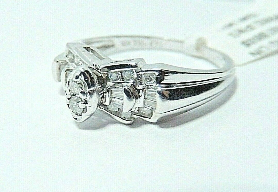 10K WHITE GOLD .25 CARAT WOMENS REAL DIAMOND BRIDAL WEDDING RING ENGAGEMENT RING