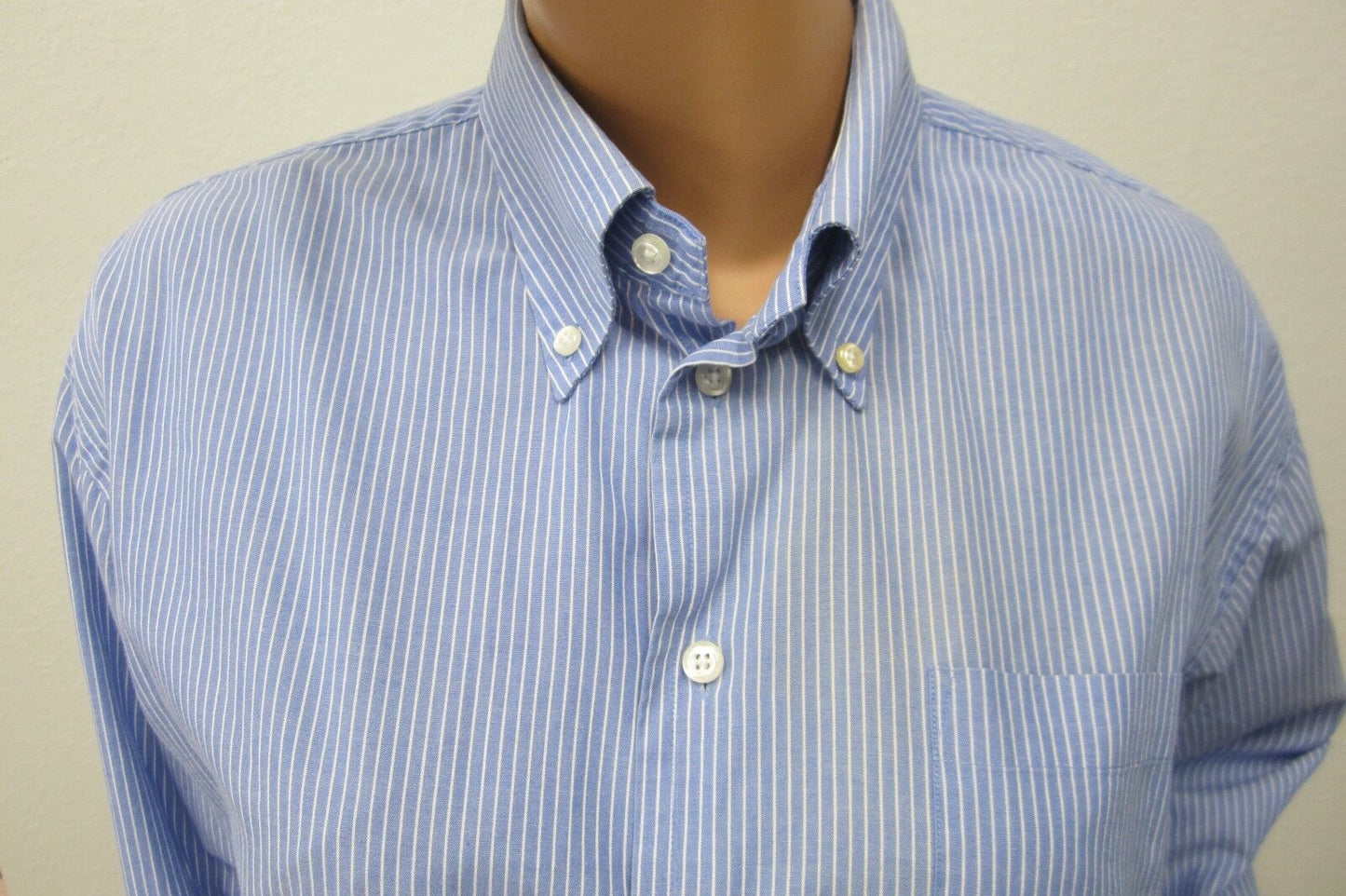 *NICE* Nautica Men's Blue Striped Long Sleeve Cotton Button Down Shirt Sz 16