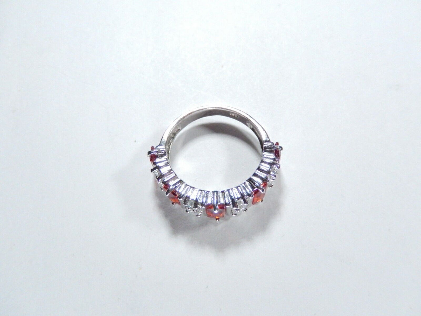*VINTAGE*  Sterling Silver 925 Red Garnet And CZ Ring Size 6.75
