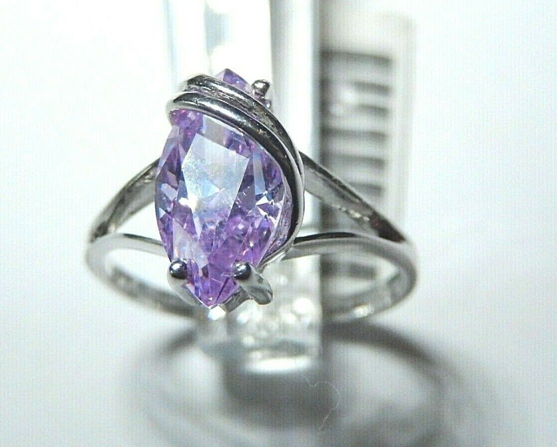 *NEW* 10k White Gold Lavender Marquise Topaz 1.5CT  Solitaire Ring Size 7