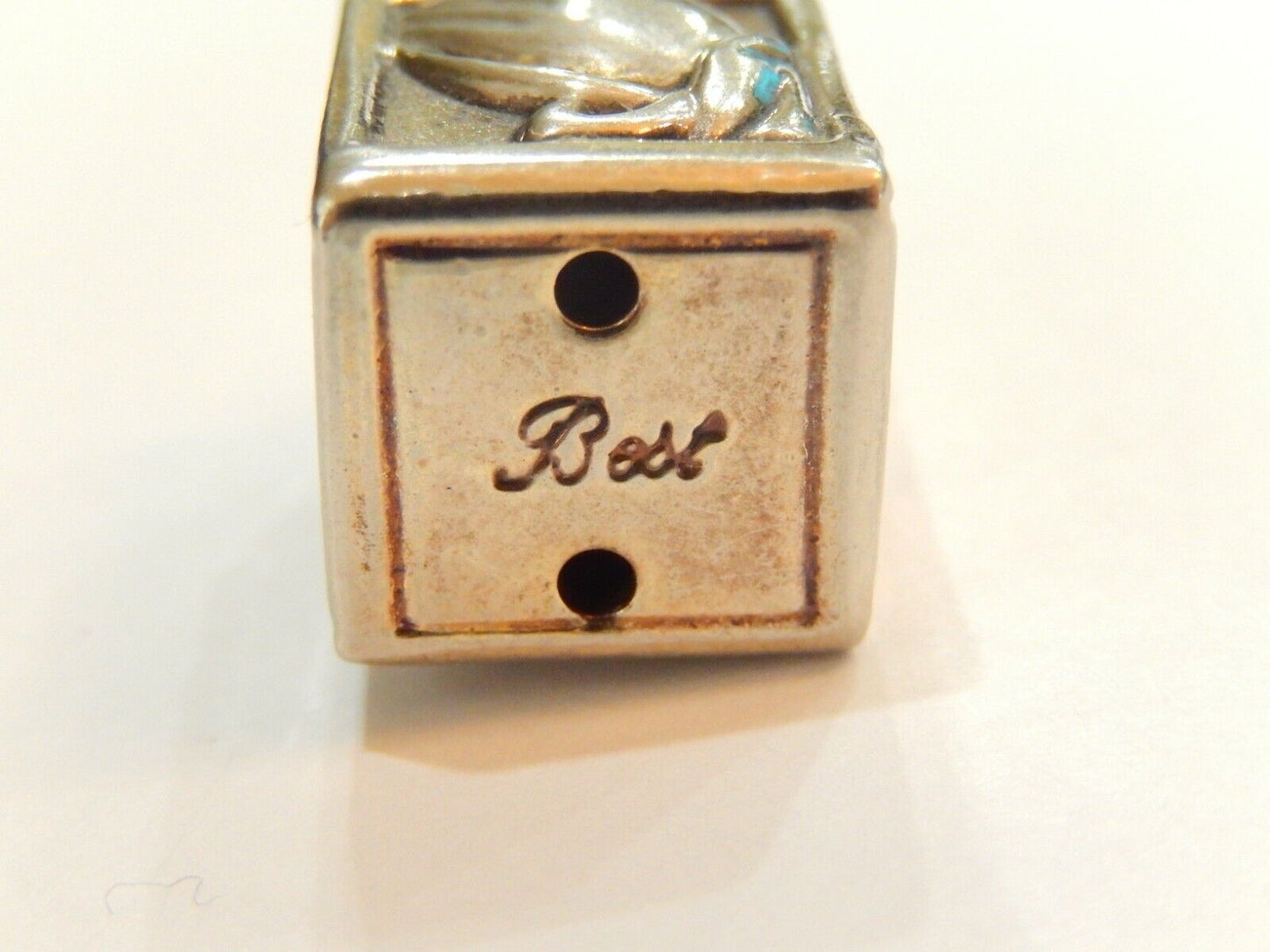 *VINTAGE*  Sterling Silver Christian Prayer Box Pendant Charm Hinged Opening