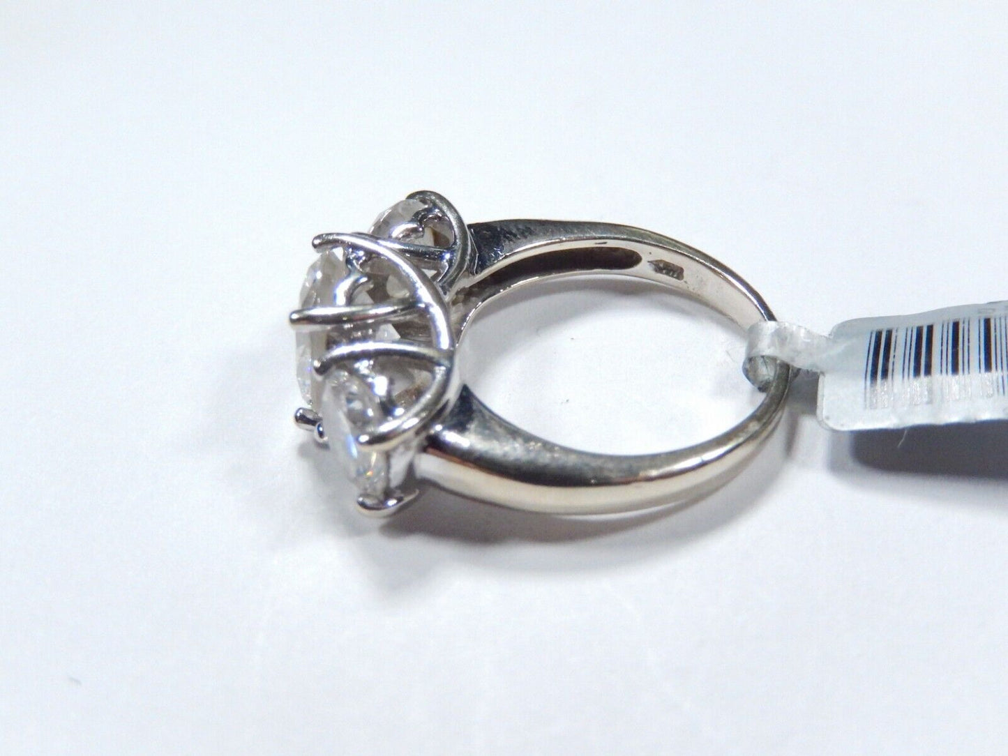 *VINTAGE*  14K White Gold Three Stone 3.50 CT Round Cut CZ Engagement Ring Sz 5