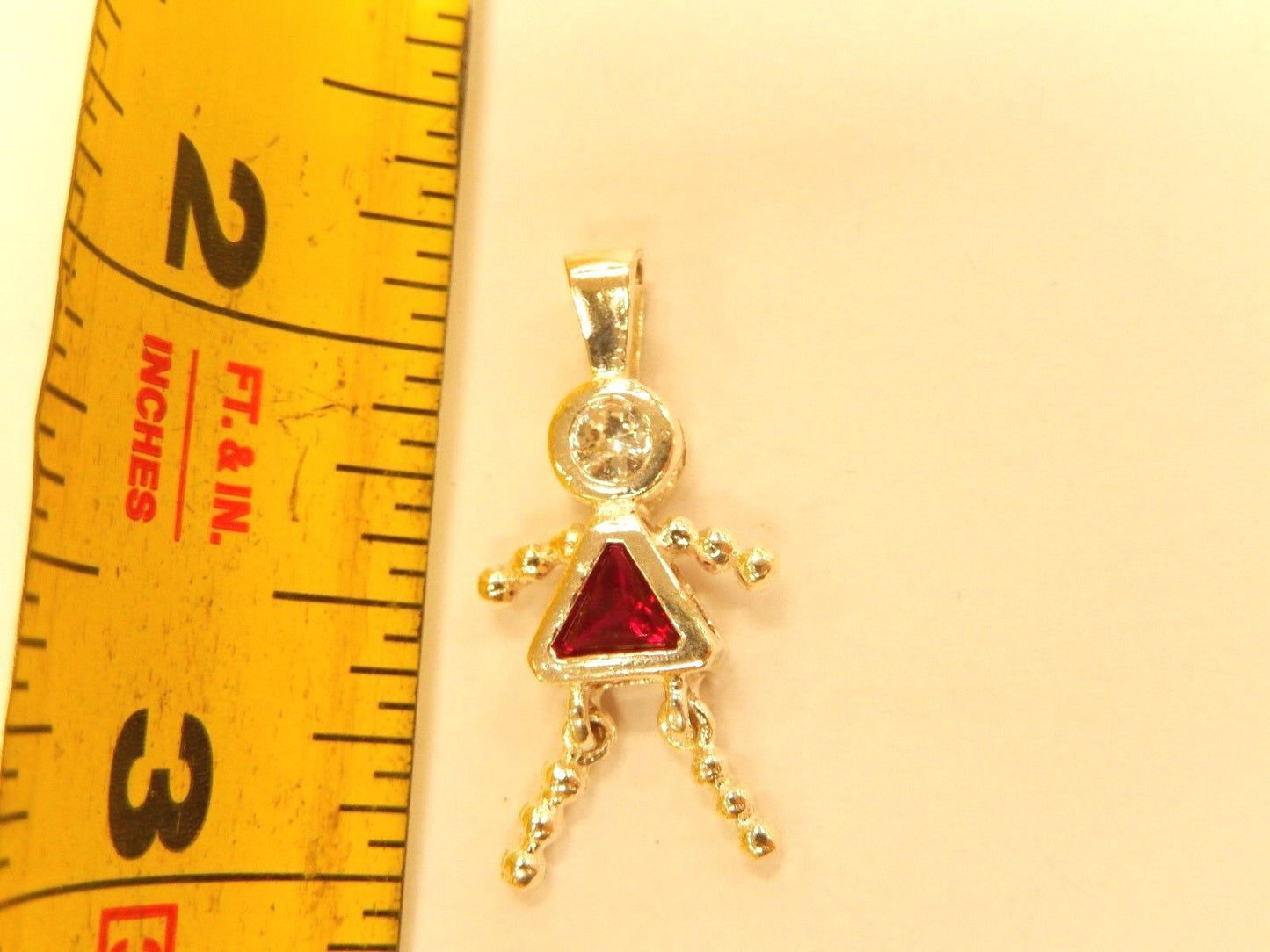 .925 Sterling Silver FEBRUARY RED STONE GIRL BIRTHSTONE BABY CHARM/PENDANT