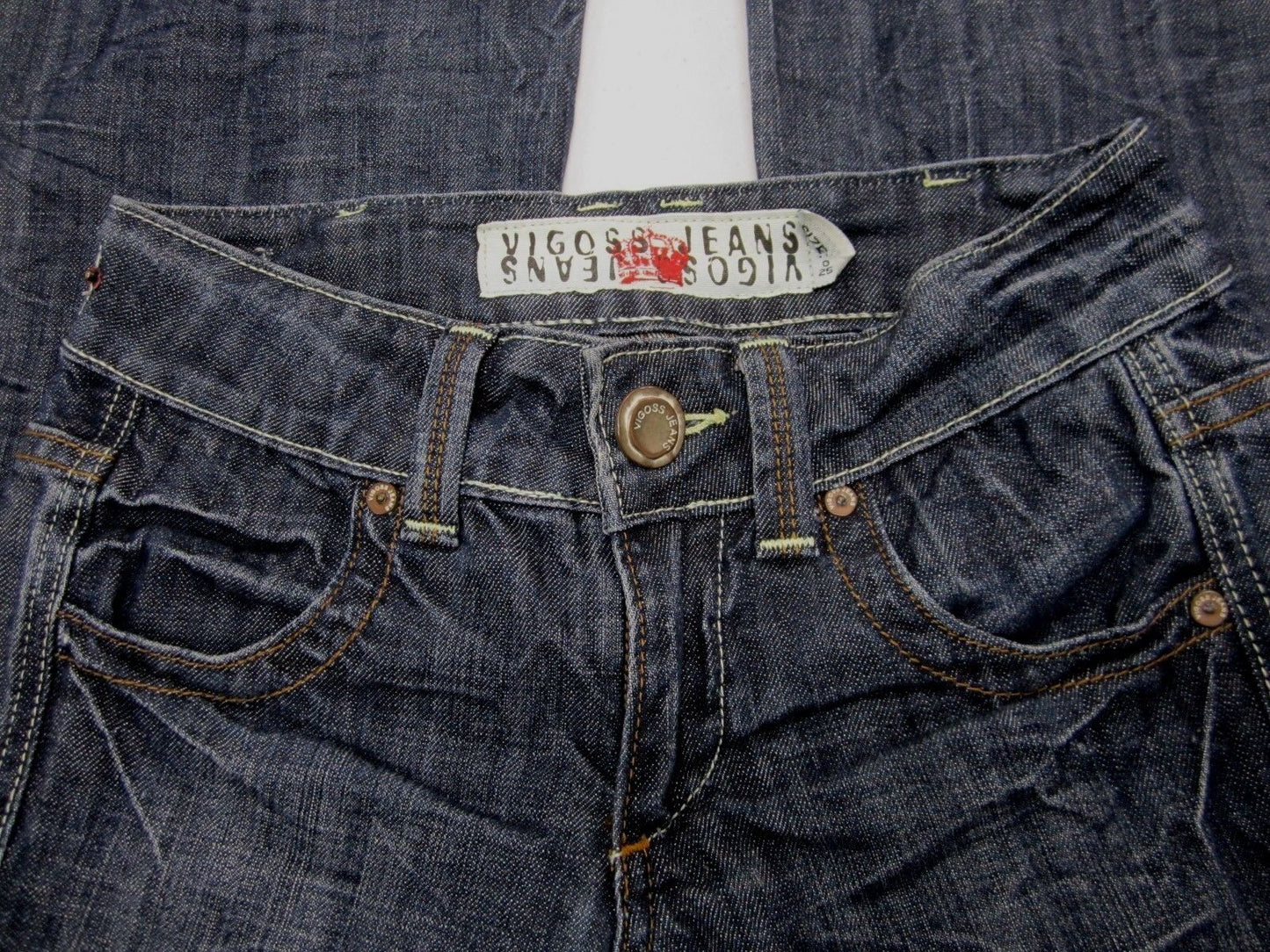 VERY NICE  VIGOSS  Boot Stretch Zipper Back Pockets  Blue Jeans  25" X 32"