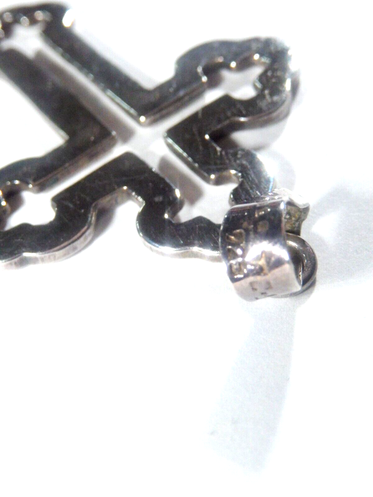 *VINTAGE* LARGE STERLING SILVER  TAXCO MEXICO CROSS  CUT-OUT PATTERN PENDANT
