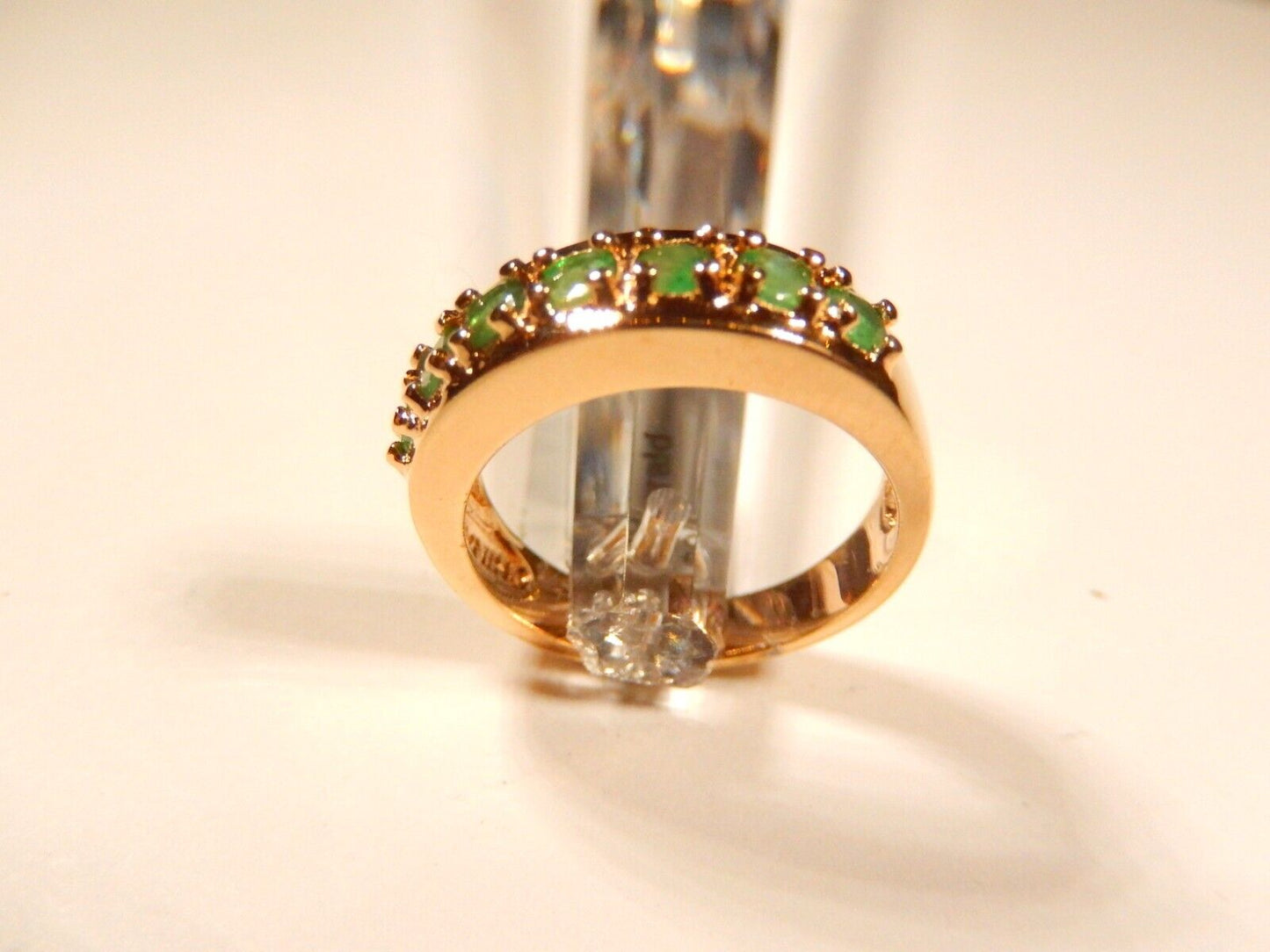 18k Gold Vermeil over .925 Sterling Silver .75CT Natural Emerald Ring Sz 7.25