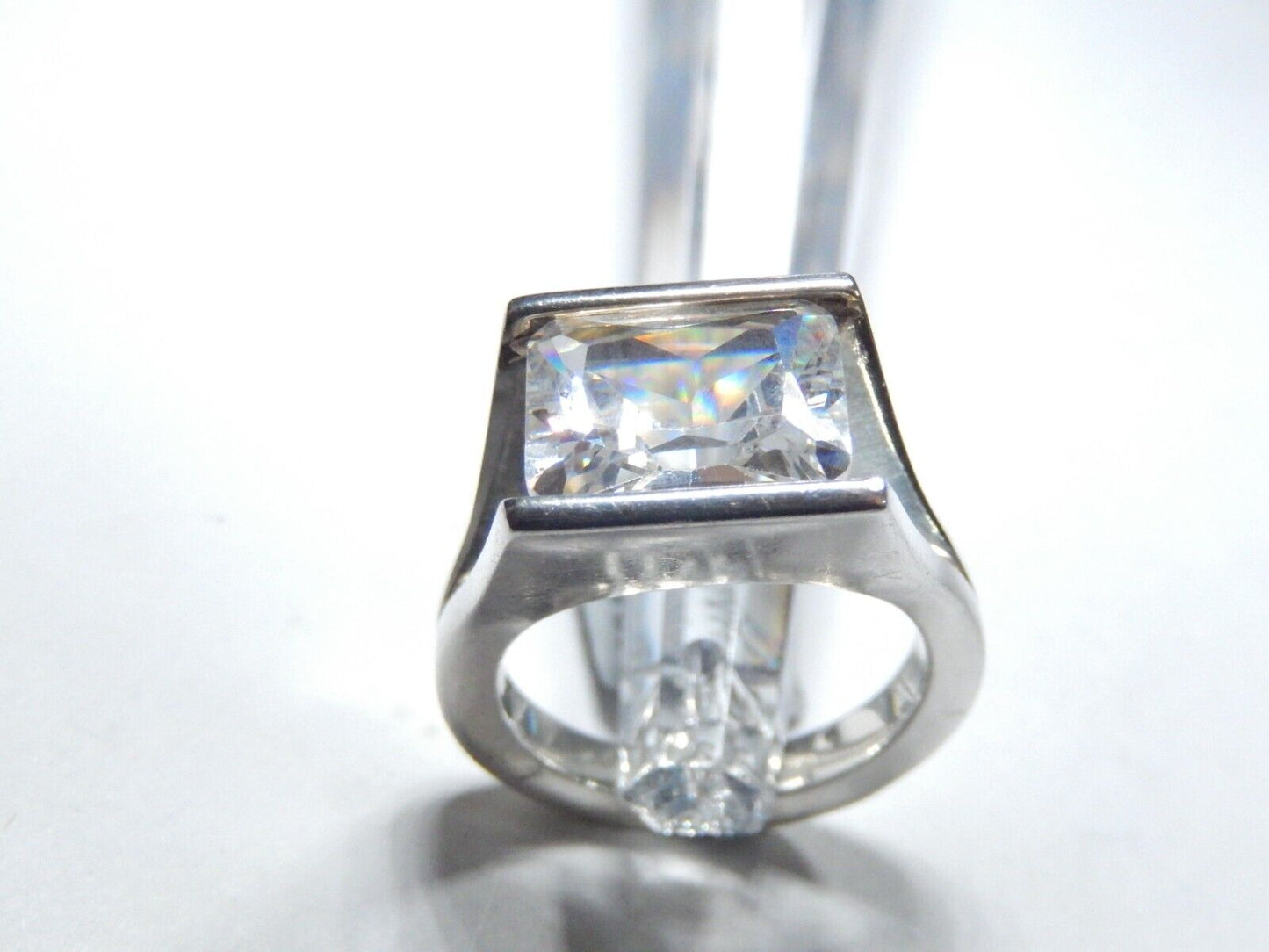 *VINTAGE*  Heavy Taxco T8-85 Mexico Sterling Silver 950 CZ 5.0 CT Ring Sz 7.5