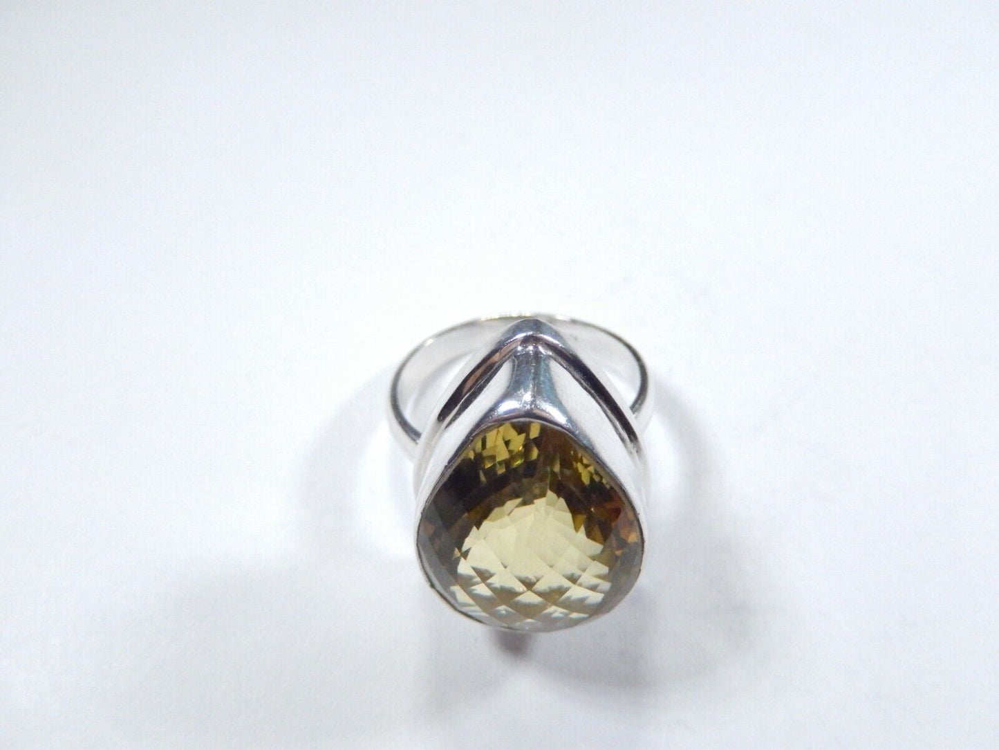 VINTAGE* HUGE STATEMENT Sterling Silver 22.0 CT Checkerboard CITRINE Ring Sz10.5