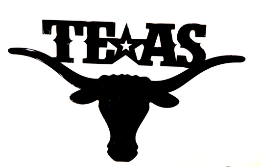 ~NEW~ 14ga.  "TEXAS LONGHORN" :  METAL WESTERN HOME WALL ART 15" x 9.5"