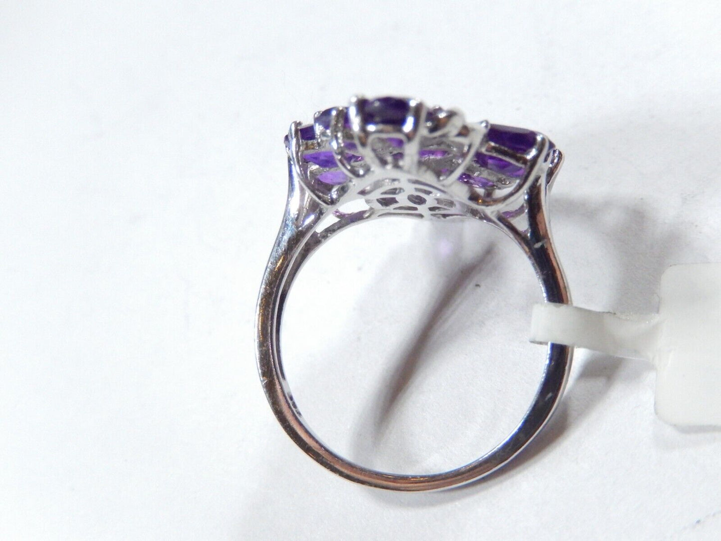 *VINTAGE*  4.00 CT  Nine Oval Amethyst Sterling Silver Cluster Ring - Size 7.25
