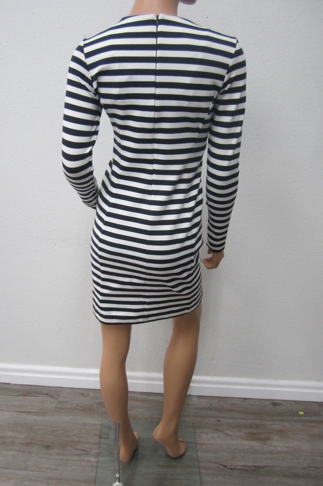 NWT $150 MICHAEL KORS  Long Sleeve Striped Zipper Dress New Navy White Size XXS