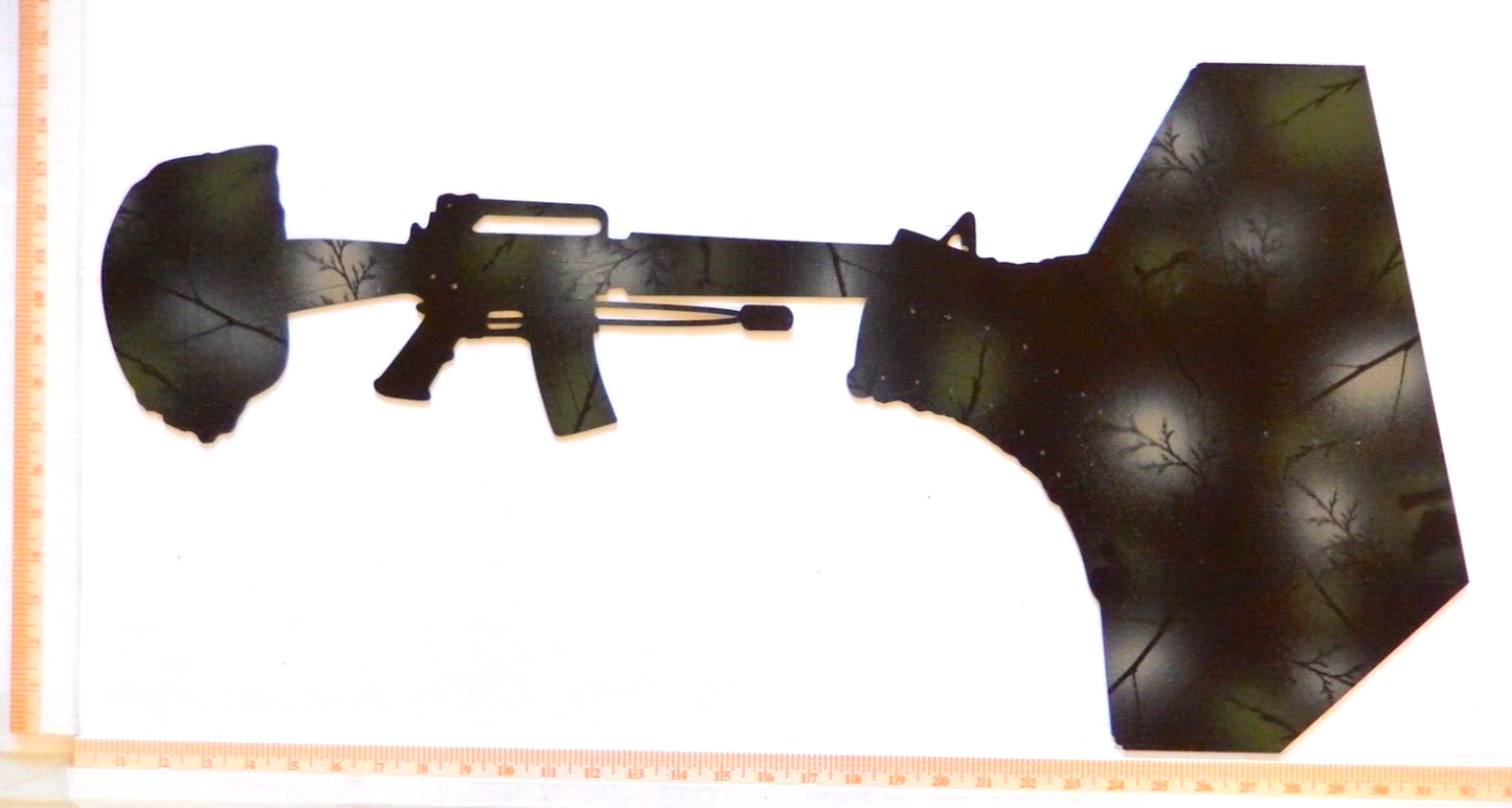 ~NEW~LARGE 14ga. " AR15  RIFLE IN THE FORREST " Powder Coated  - 31.5" x 12.25"