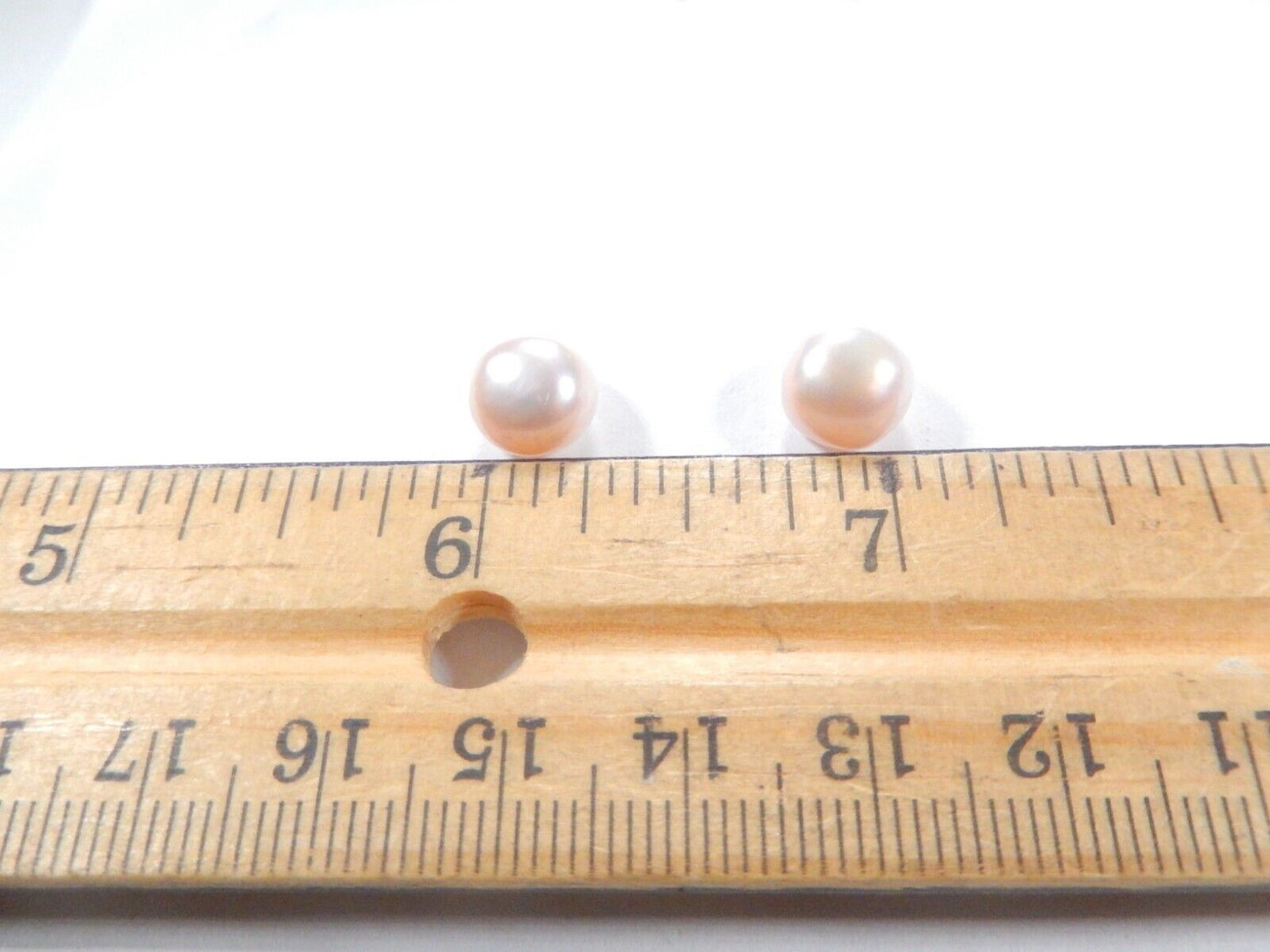 14k  Solid Yellow Gold 8mm Button Pearl Cream Stud Earrings