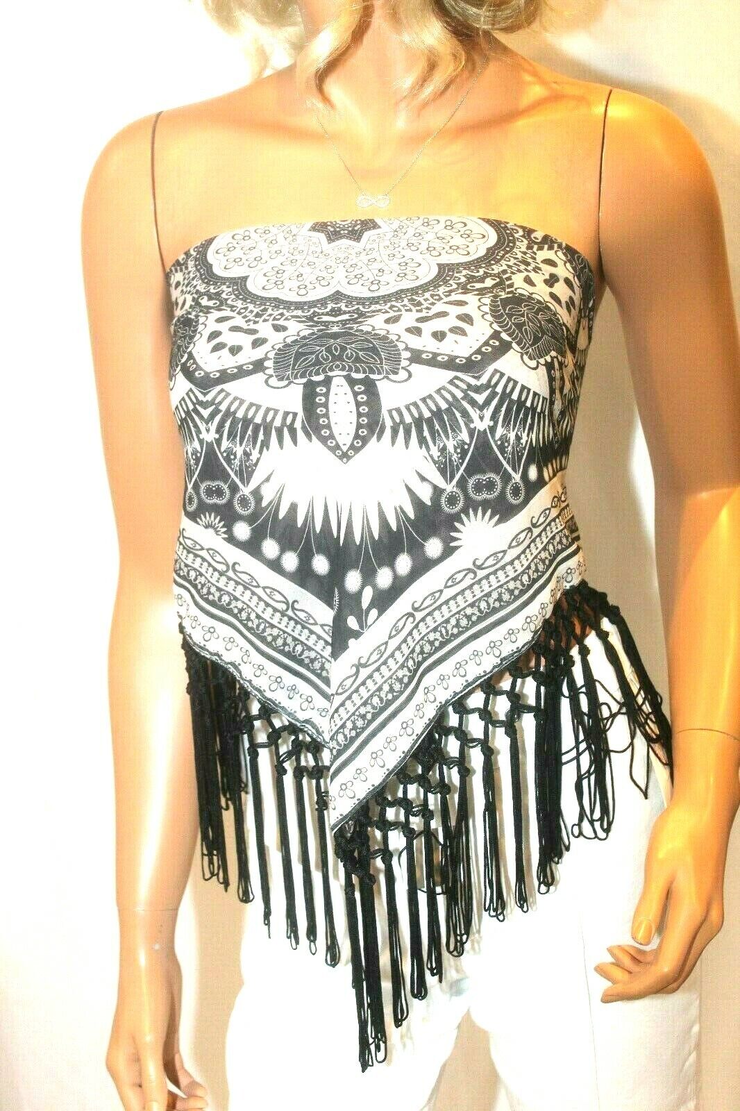 *NWT* BLACK FRINGED OVER GRAY SLEEVELESS TUNIC TANK TOP  XSMALL "CUTE"