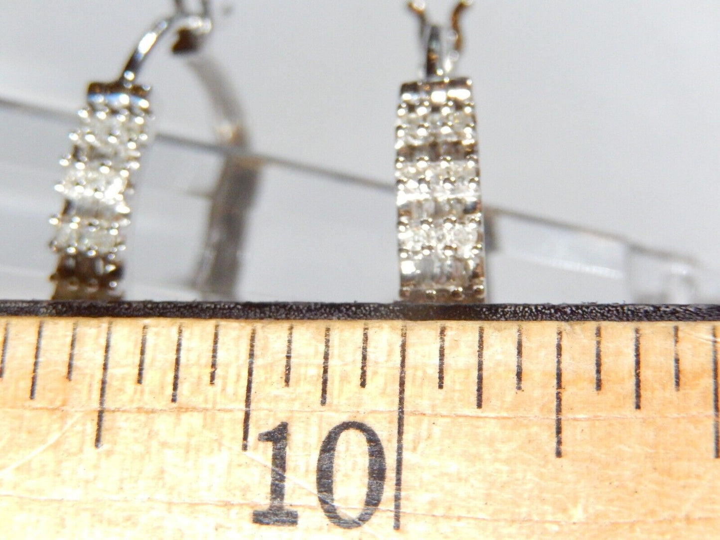 *VINTAGE*  14K White Gold  1.00 CT  102 Natural Diamond 21mm Hoop Earrings