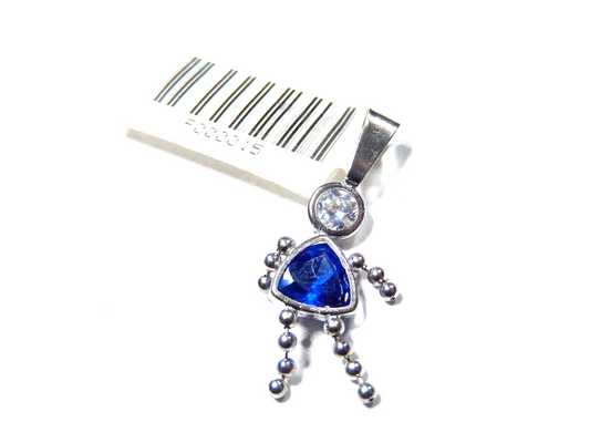 Pendant Charm 14k White Gold Birthstone Child Kid Blue Sapphire For September