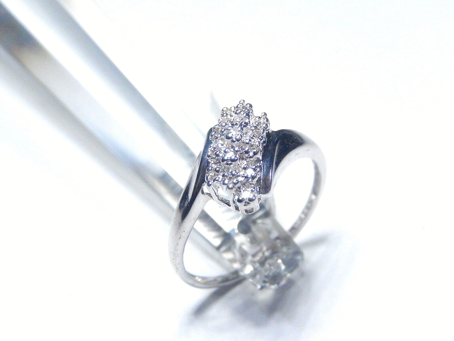 10K White Gold 1/6 CT Natural Diamond Cluster Waterfall Ring Size 8.25