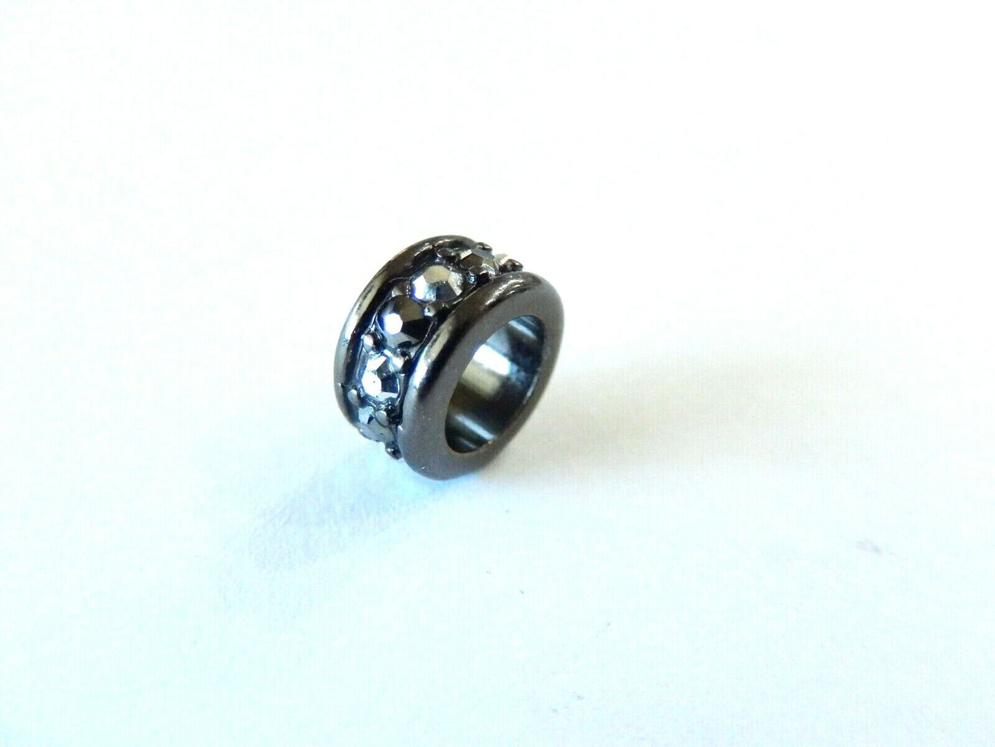 Brighton OVAL STONE Black Crystal Rows Dazzle Black ABC Bead Spacer