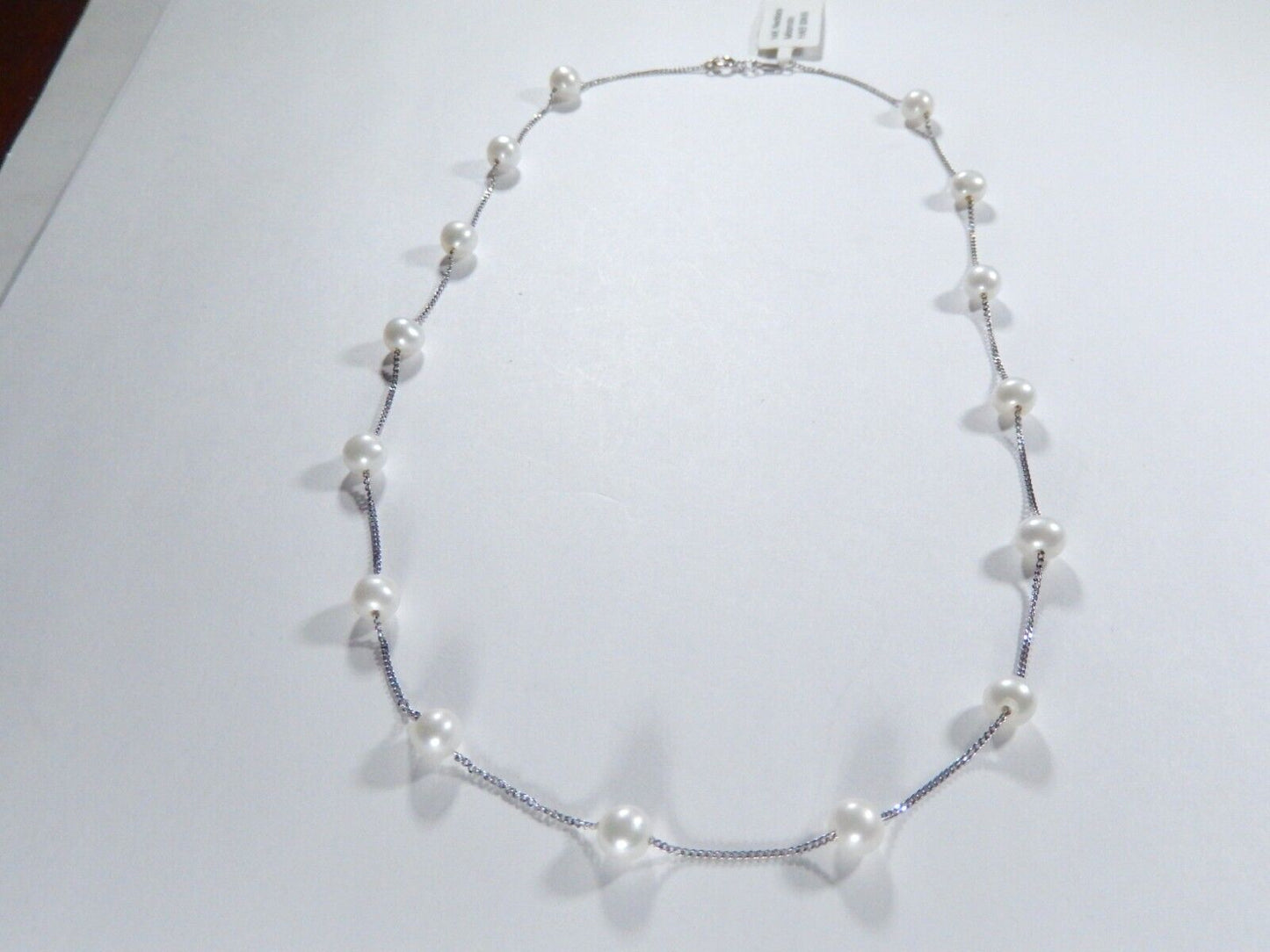 Mikimoto 14k White Gold Chain Stationary Pearl Necklace 16.25" Length