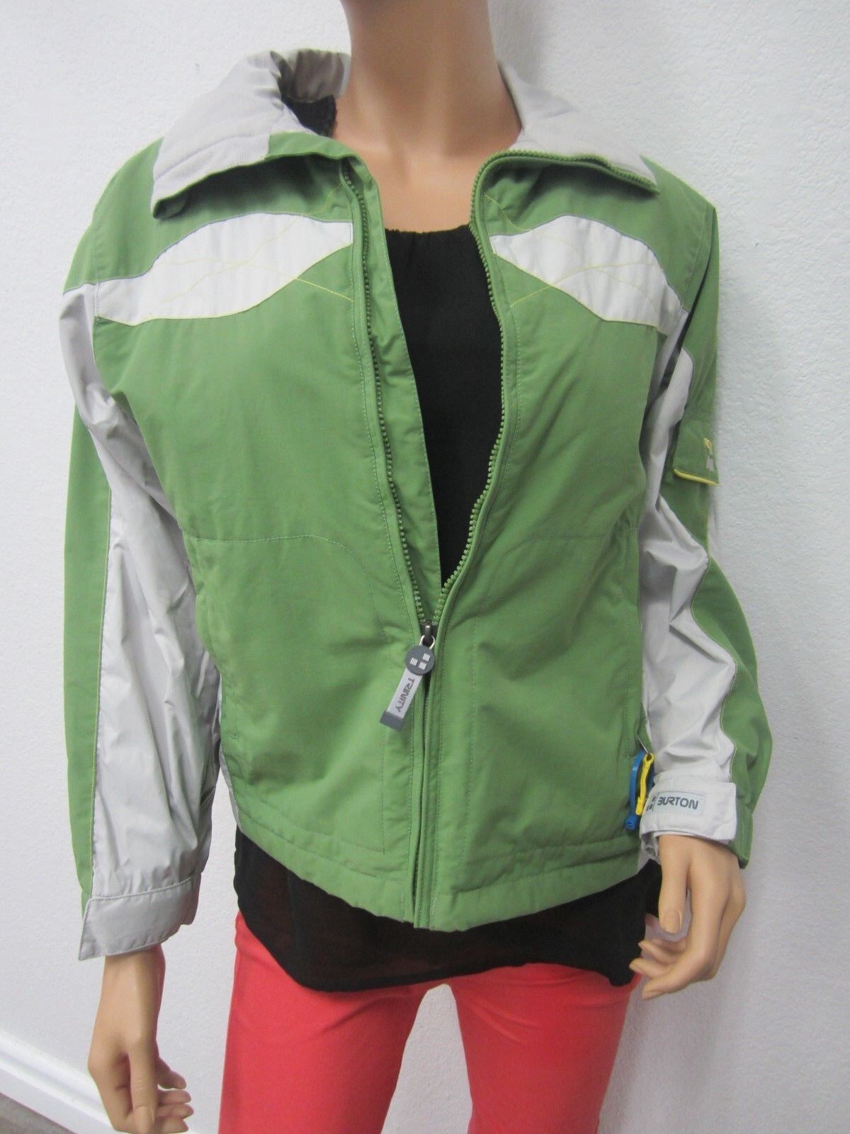 NICE Burton Trinity Snowboard Jacket Size14-16 Women's Green/Grey Zip Coat Ski