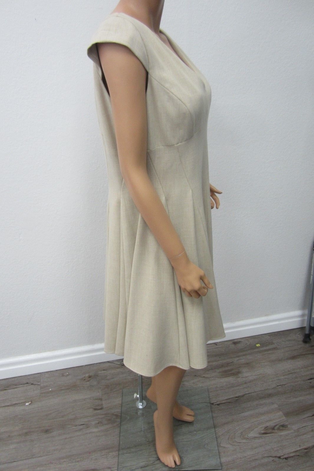 NWT Calvin Klein Khaki Linen Fully Lined Dress Women’s Size 14 CLASSY LOOK