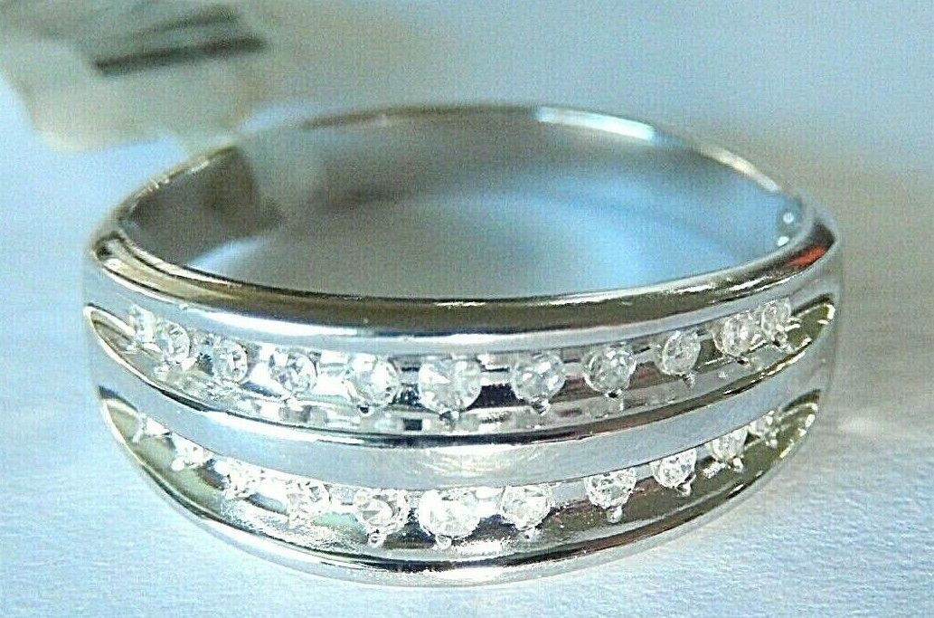 *NWT* Double Row Natural Diamond Anniver/Wedding  Band Ring 0.33 CT 10K Gold 9.5