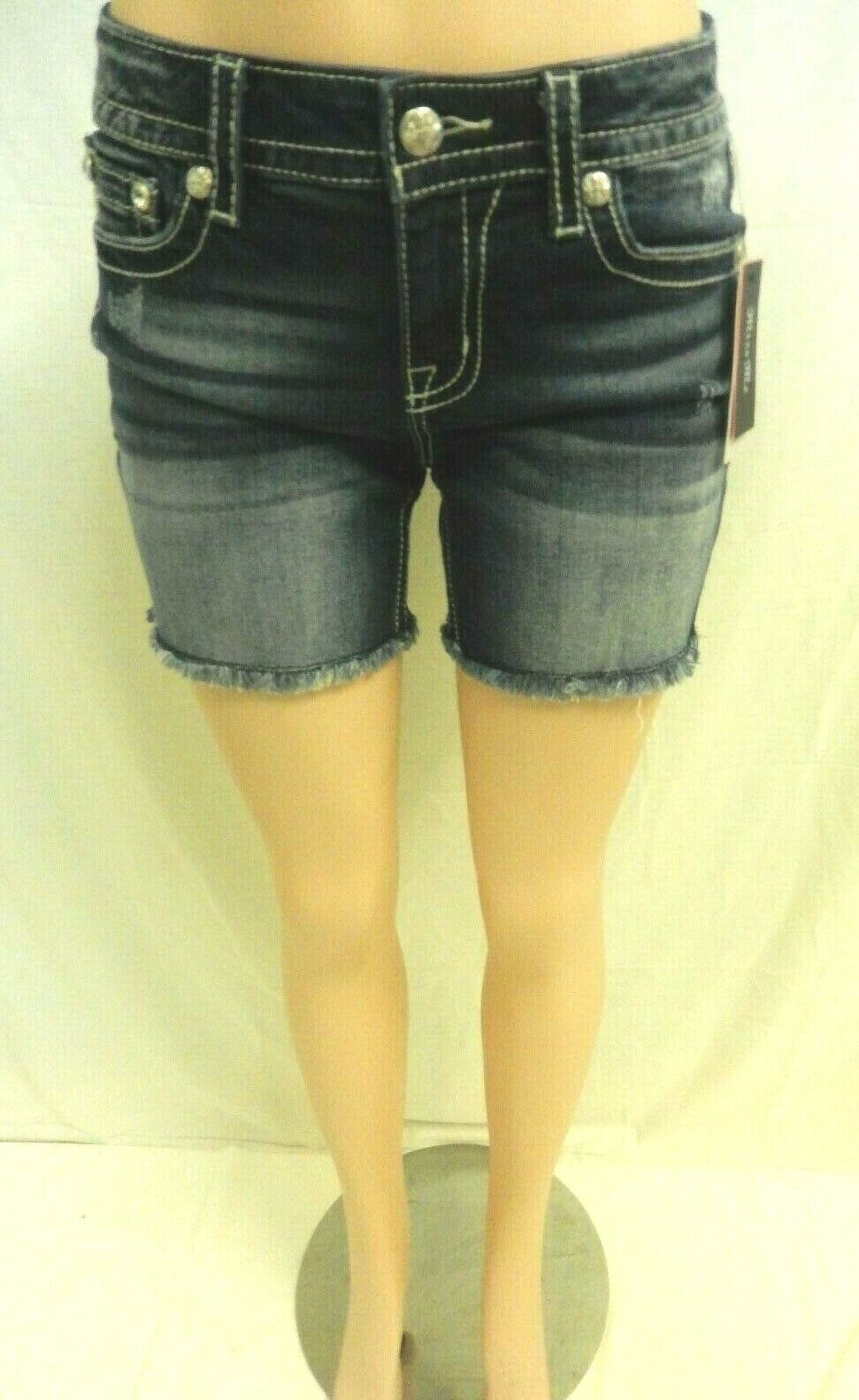 NWT Miss Me M3337D Mid Rise Floral Madness Frayed Hem Denim Short Size 26