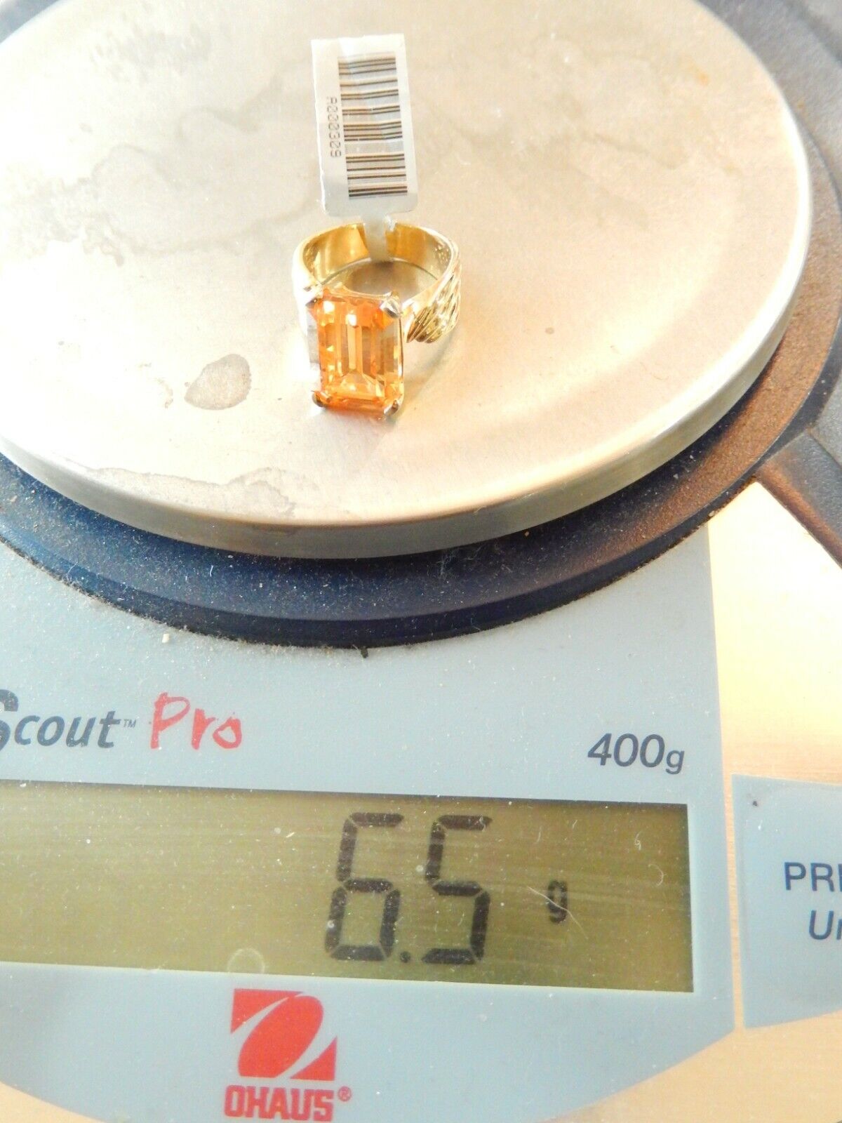 14K Yellow Gold Over Sterling Vermeil 7.0CT Madeira Citrine Ring  Size 6.5