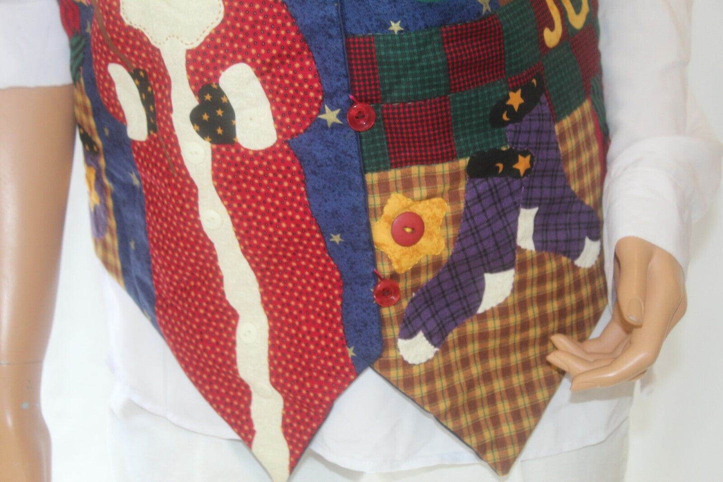 *NEW* Handmade Cute Holiday Bell & Buttons Detailed Christmas Vest Sz Medium