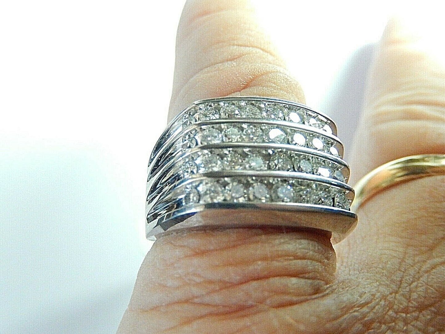 MENS Wide 15mm Solid10K White Gold 2.5CT NATURAL VS Diamond Ring Sz  10