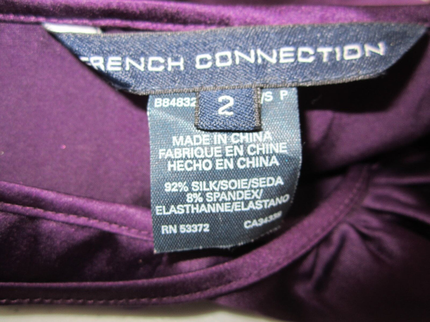 VERY NICE French Connection Silk Purple Cami Top Size 2