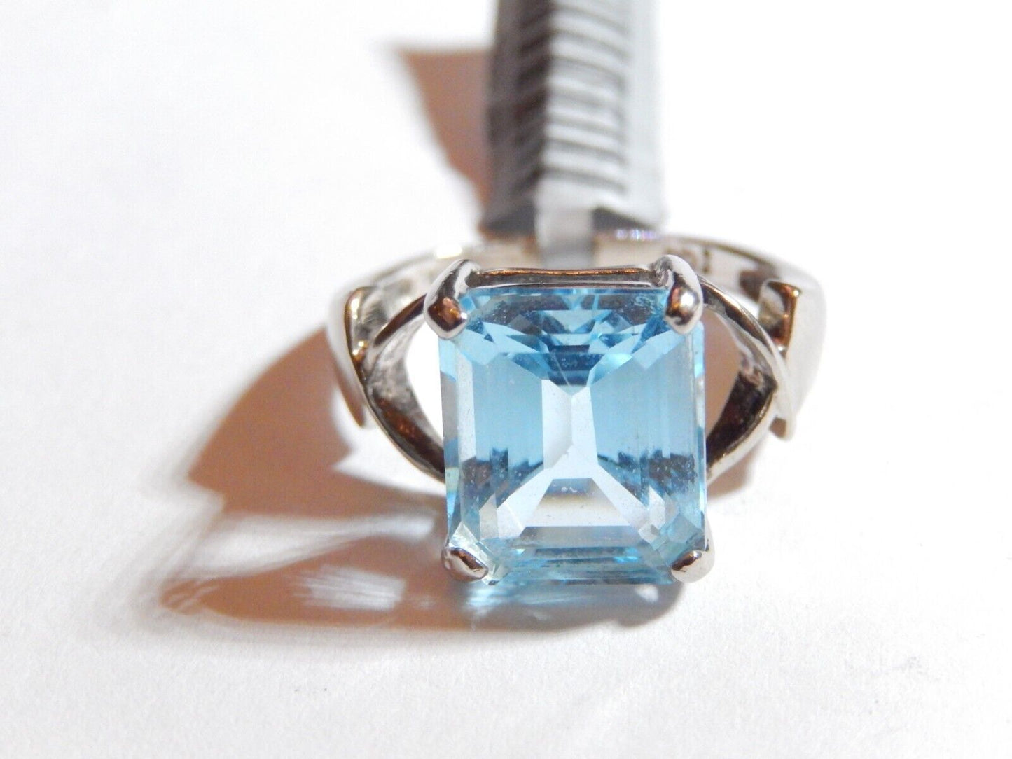 *VINTAGE*   5.00CT Swiss Blue Topaz 925  Sterling Silver Band Solitaire Ring 7