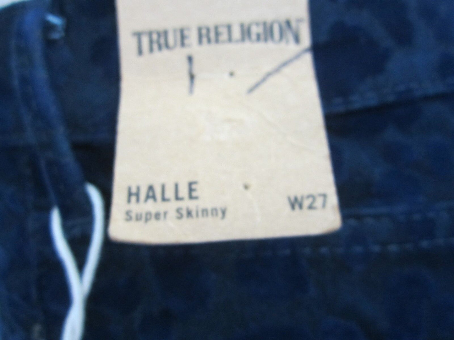AUTHENTIC True Religion Women's Halle Super Skinny Stretch Blue SpotVelvet Jeans